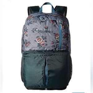 Marmot Calistoga NEW backpack with a floral pattern and dark hunter green